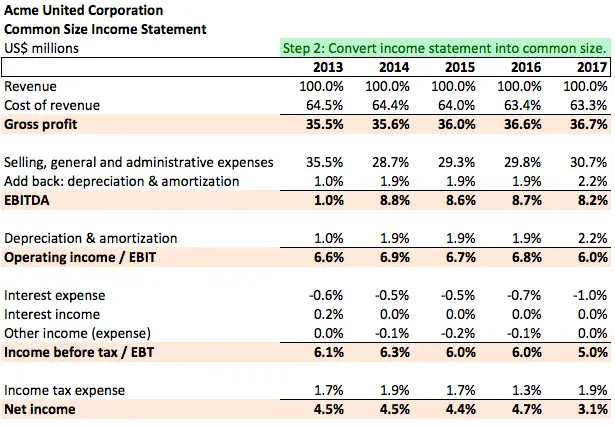 Common Size Income Statement Analysis Example